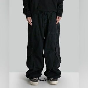 L Entire Studios Black Cargo Wide-Leg Pants